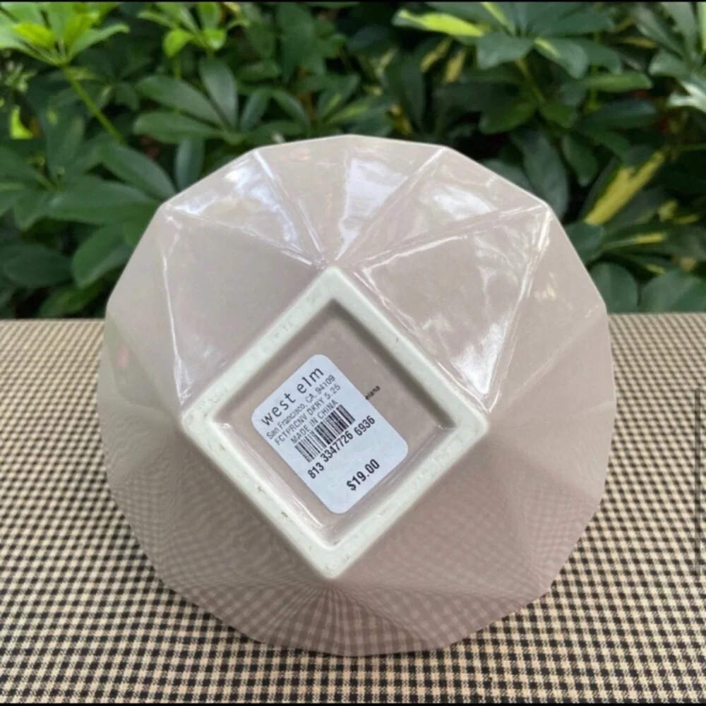 West Elm Taupe Faceted Vase